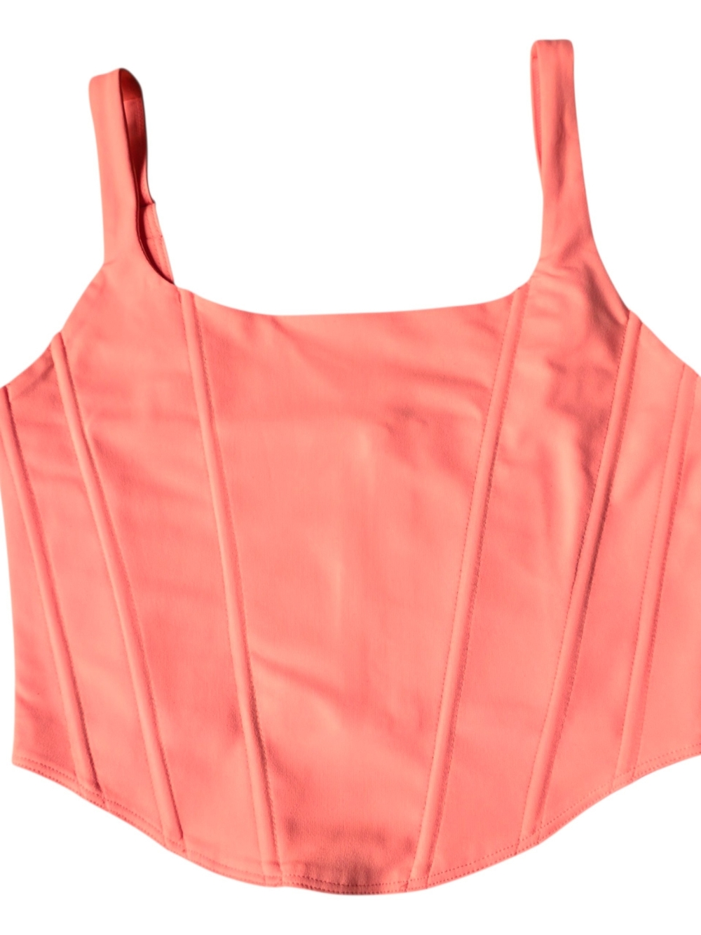 REORIA Square Neck Corset Crop Top Coral Pink Zip Back Cami Size S